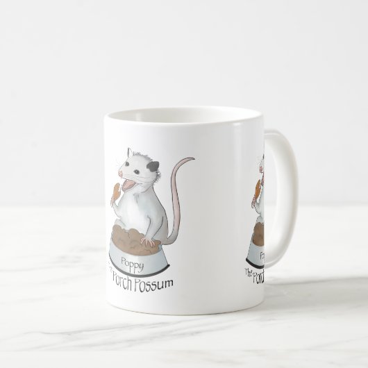 Poppy de Porch Possum Coffee Mok, wit Koffiemok (Voorkant rechts)