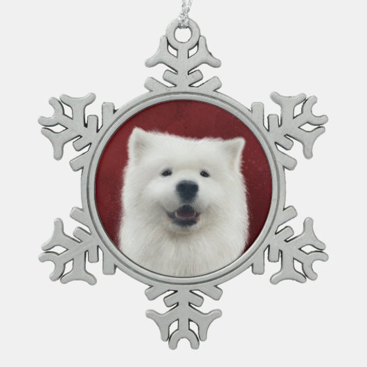 Poppy de samojeed tin sneeuwvlok ornament (Voorkant)