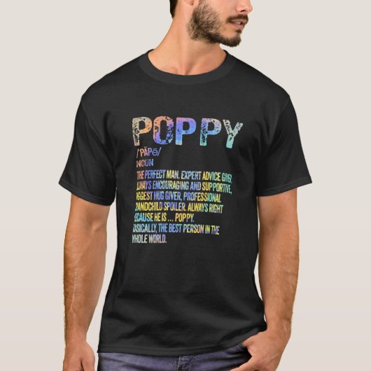 Poppy Definition Grandpa Vaderdag T-shirt (Voorkant)