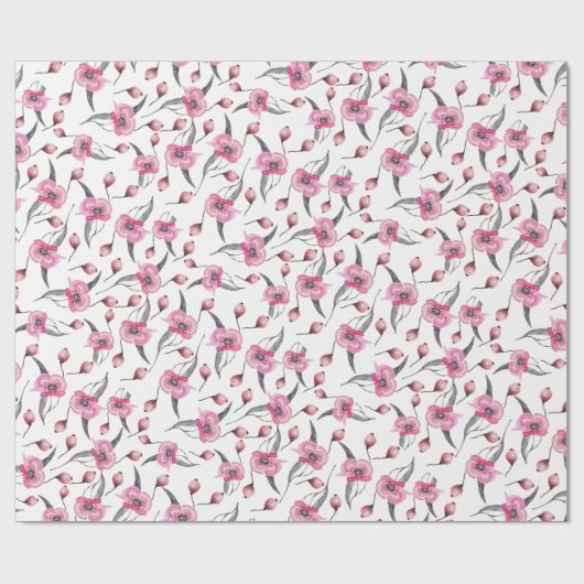 Poppy Dream Waterverf Pattern Cadeaupapier (Vlak)