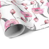 Poppy Dream Waterverf Pattern Cadeaupapier (Rol Hoek)