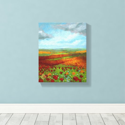 Poppy Dreams - Wrapped Giclee Canvas Afdruk (Insitu (Houten vloer))