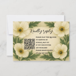 Poppy Drift QR Code RSVP Card Kaartje
