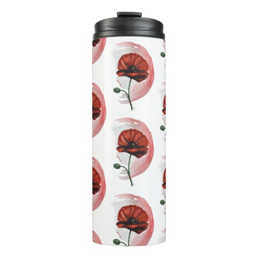 Poppy: een delicate en levendige Waterverf Thermosbeker (Voorkant)