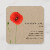 Poppy Eenvoud Rustiek Vierkante Visitekaartje (Achterkant)
