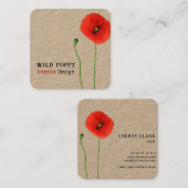 Poppy Eenvoud Rustiek Vierkante Visitekaartje (Voorkant / Achterkant)