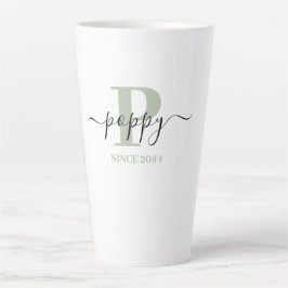 Poppy Elegant Script Monogram Silver Green Latte Mok