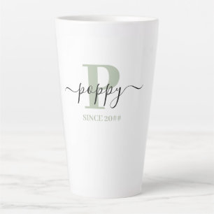 Poppy Elegant Script Monogram Silver Green Latte Mok