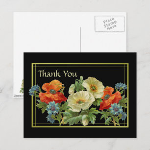 Poppy en Cornbloemen Dank u Floral Briefkaart