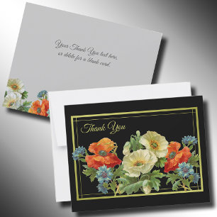 Poppy en Cornflower Dank u wel Editable Floral Kaart