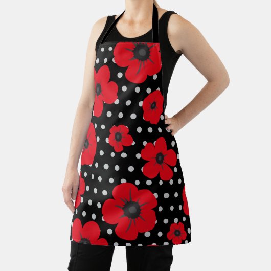 Poppy en Polka Dot Rood Zwart Schort (Insitu)