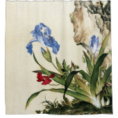 Poppy en vlinderbloem Fine Art Douchegordijn (Voorkant)