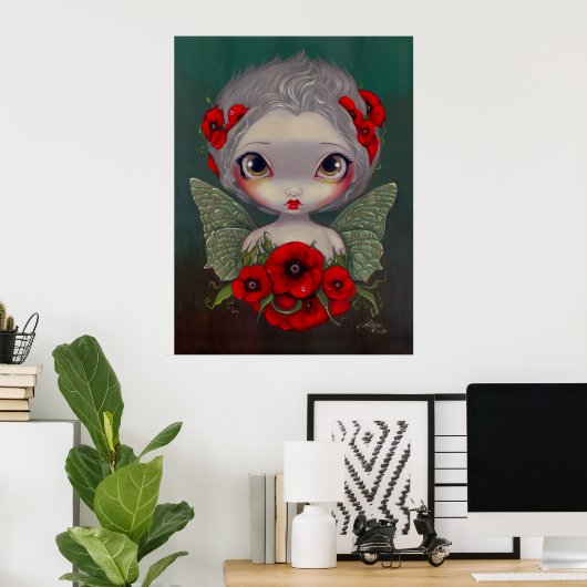 Poppy Fairy big gothic fairy Art Print (Thuiskantoor)