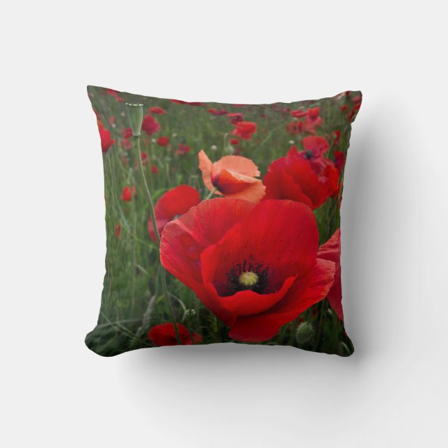 Poppy Field American Mojo Pillow/Hoesje Kussen (Voorkant)
