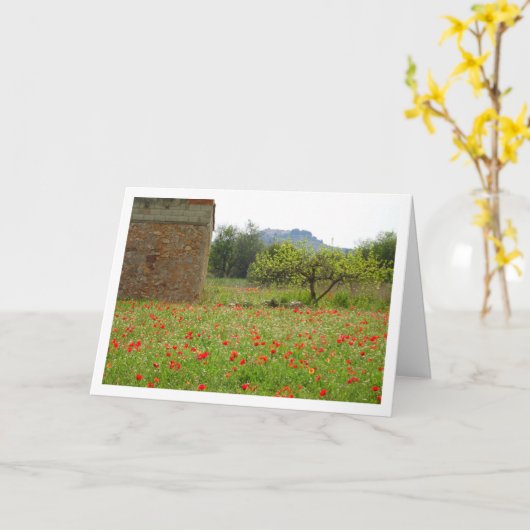 Poppy Field Boerderij Landschap Kaart (Gele Bloem)