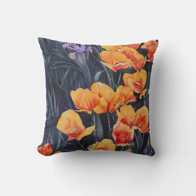 Poppy Field Colorful Impressionistic Painting Kussen (Voorkant)