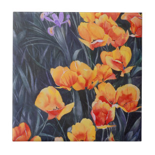 Poppy Field Colorful Impressionistic Painting Tegeltje