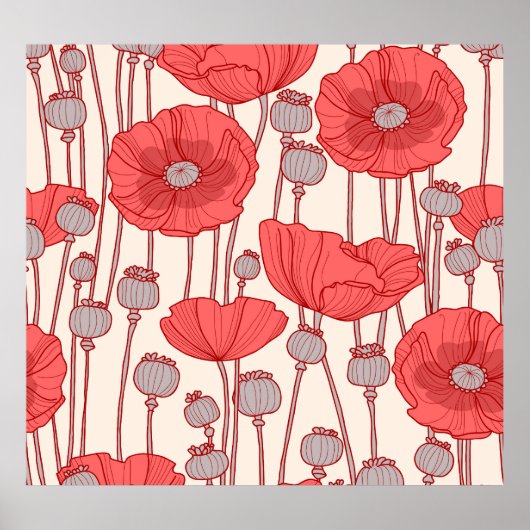 Poppy Field Dance: Naadloze Floral Rhapsody Poster (Voorkant)