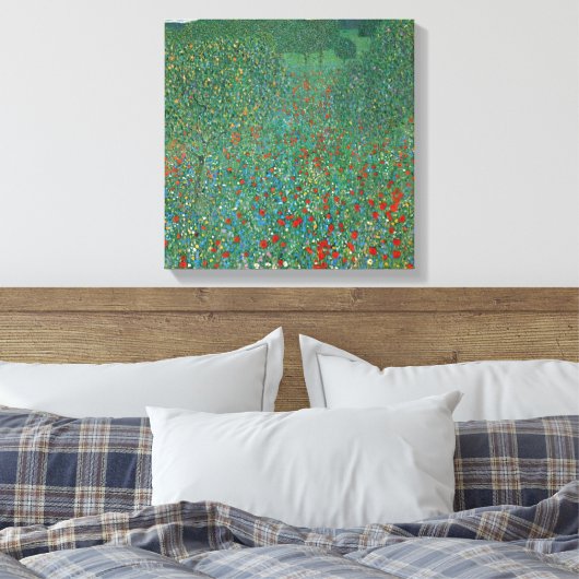 Poppy Field door Gustav Klimt,  Art Nouveau Canvas Afdruk (Insitu (Slaapkamer))
