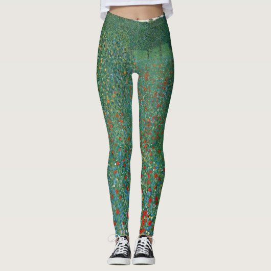 Poppy Field door Gustav Klimt, Art Nouveau Leggings (Voorkant)