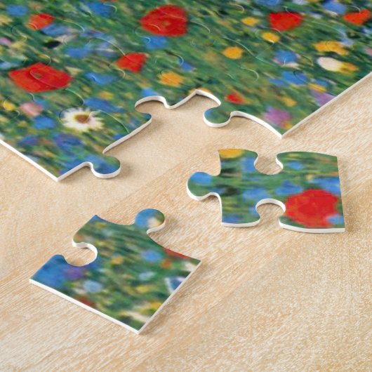 Poppy Field door Gustav Klimt,  Art Nouveau Legpuzzel (Zijkant)