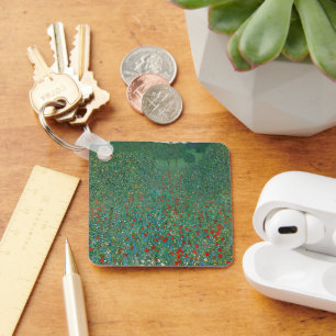 Poppy Field door Gustav Klimt,  Art Nouveau Sleutelhanger