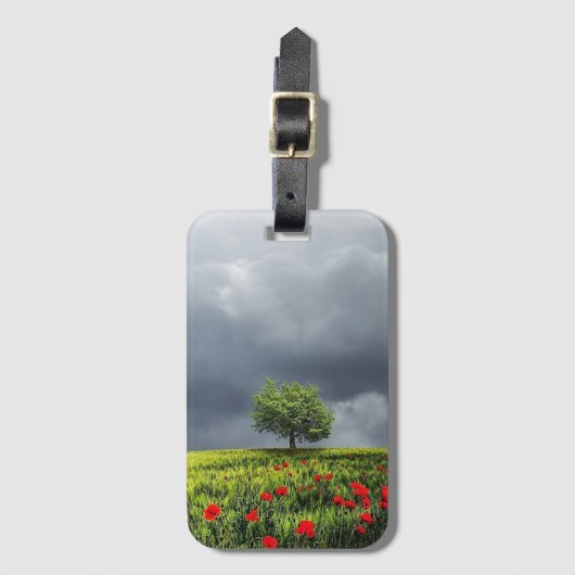 Poppy Field en Cloudy Sky Bagagelabel (Voorkant (verticaal))
