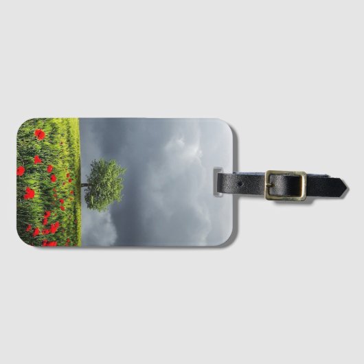 Poppy Field en Cloudy Sky Bagagelabel (Voorkant (horizontaal))