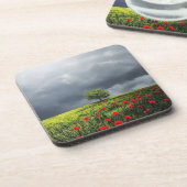 Poppy Field en Cloudy Sky Drankjes Onderzetter (Linkerzijde)