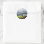Poppy Field en Cloudy Sky Ronde Sticker (Tas)