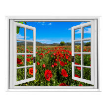Poppy Field Faux Uitzicht