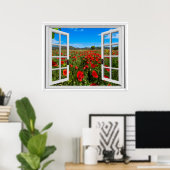 Poppy Field Faux Uitzicht Poster (Thuiskantoor)