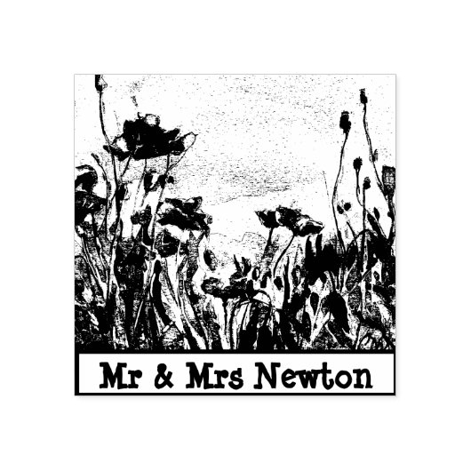 Poppy Field Fine Art Rubber Stempel, brief, uitnod Rubberstempel (Afrduk)