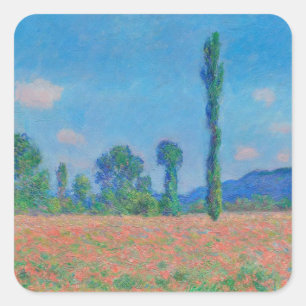 Poppy Field, Giverny (1891) Claude Monet fine art Vierkante Sticker