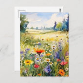 Poppy Field Landscape Briefkaart (Voorkant / Achterkant)