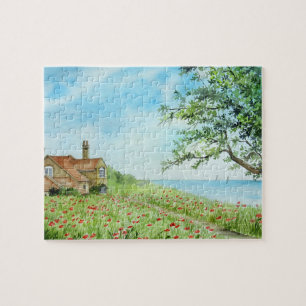 Poppy Field Landscape Waterverf Painting Legpuzzel