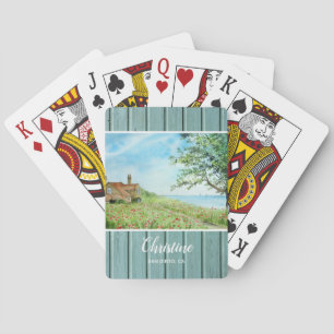 Poppy Field Landscape Waterverf Painting Pokerkaarten