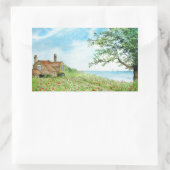 Poppy Field Landscape Waterverf Painting Rechthoekige Sticker (Tas)