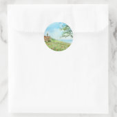 Poppy Field Landscape Waterverf Painting Ronde Sticker (Tas)