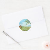 Poppy Field Landscape Waterverf Painting Ronde Sticker (Envelop)