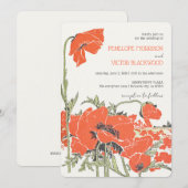 Poppy Field Letterpress Stijl Trouwen Kaart (Voorkant / Achterkant)