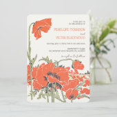  Poppy Field Letterpress Stijl Trouwen Kaart (Staand voorkant)