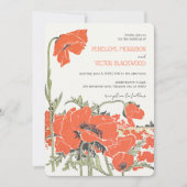  Poppy Field Letterpress Stijl Trouwen Kaart (Voorkant)