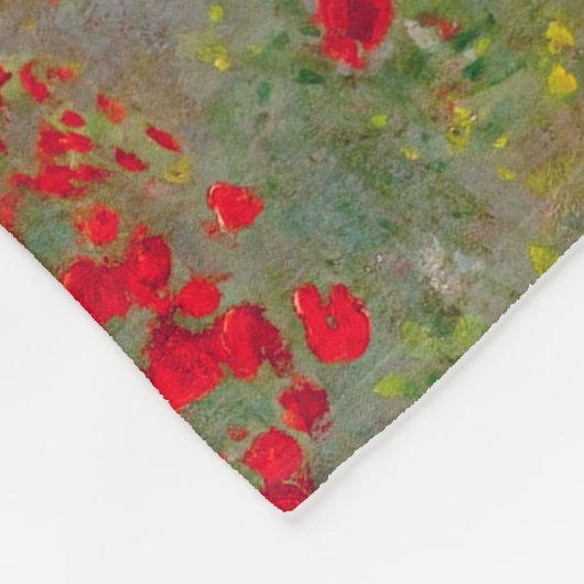 Poppy Field, Monet Fleece Deken (Hoek)