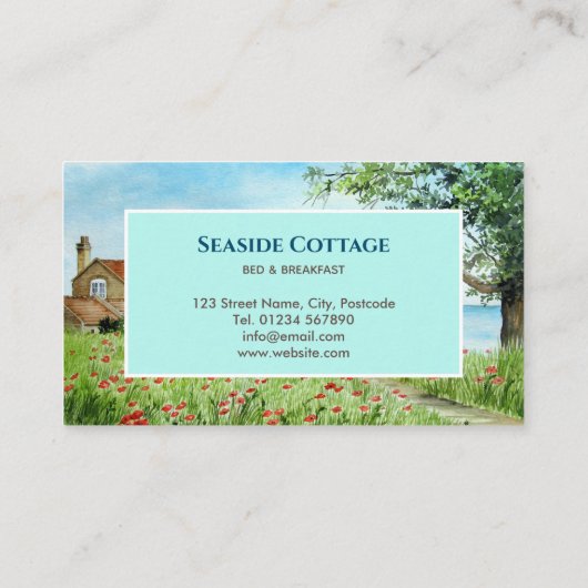 Poppy Field North Yorkshire Waterverf schilderij Visitekaartje (Achterkant)