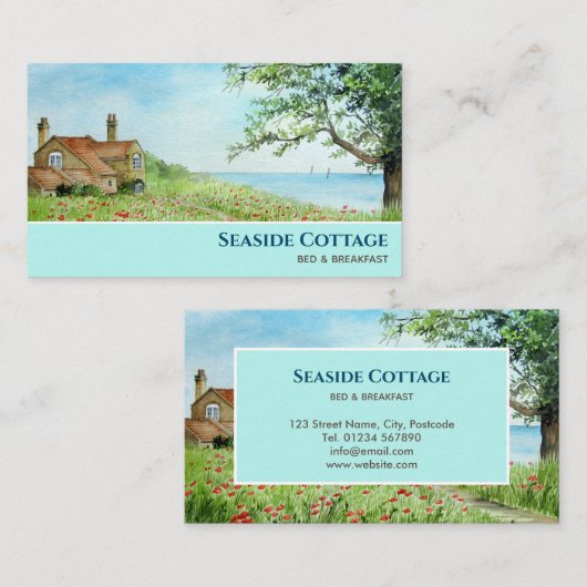 Poppy Field North Yorkshire Waterverf schilderij Visitekaartje (Voorkant / Achterkant)