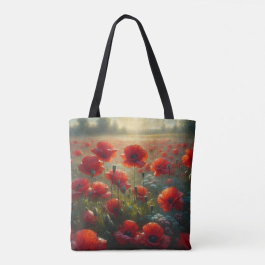  Poppy Field op een Zomerdag Tote Bag (Achterkant)