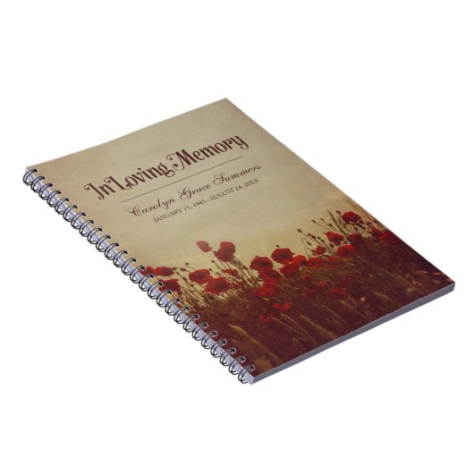Poppy Field Rustic in Loing Memory Guestbook Notitieboek (Rechterzijde)