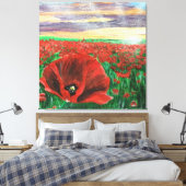 Poppy Field SF Canvas Afdruk (Insitu (Slaapkamer))