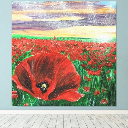 Poppy Field SF Canvas Afdruk (Insitu (Houten vloer))